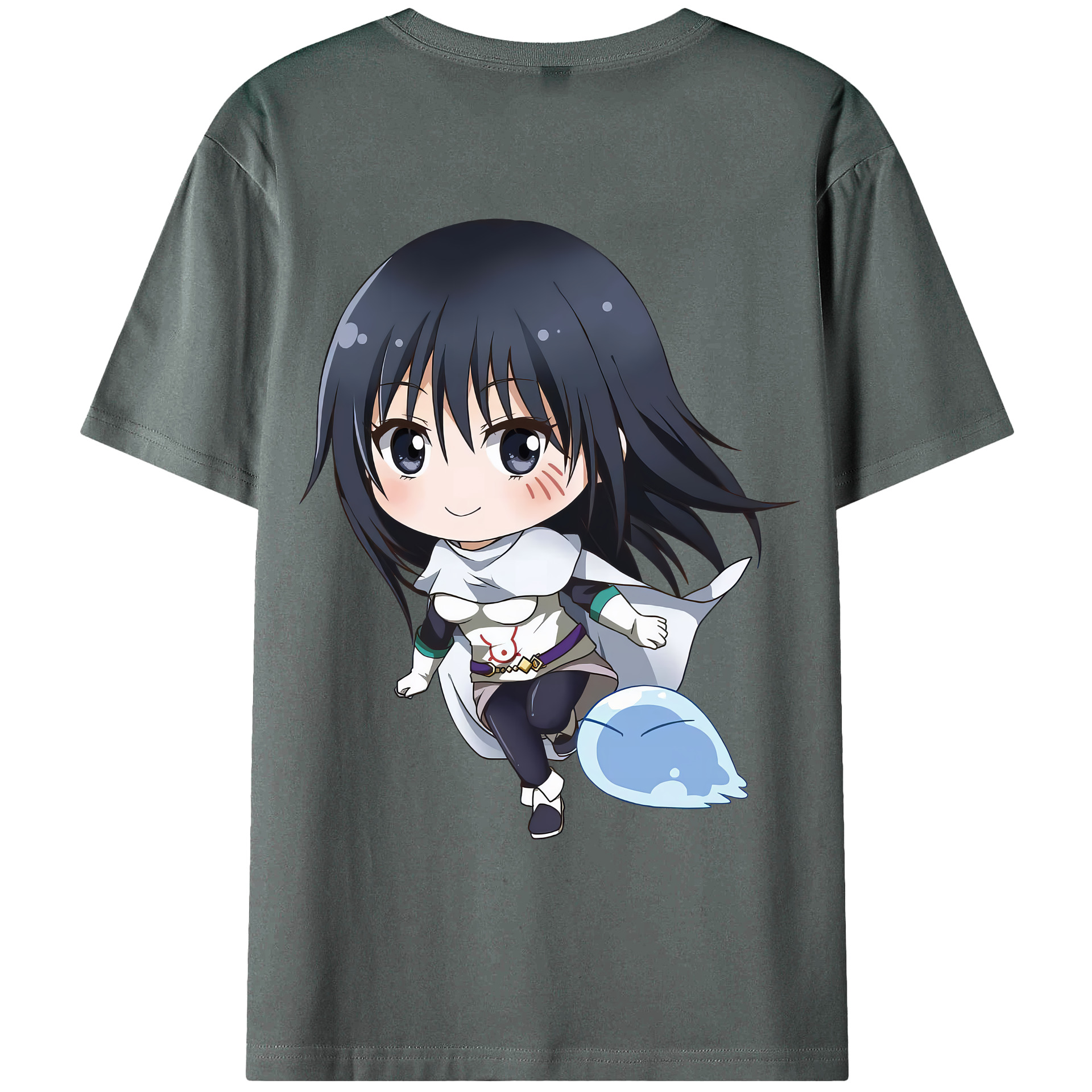 （画像用） 転スラ Regarding Reincarnated to Slime 綿100％ メンズ半袖Tシャツ（バックプリント） 通気性
